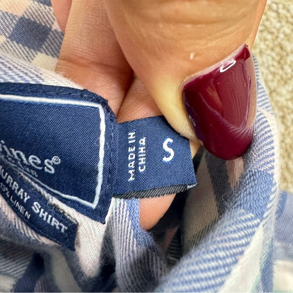 Vineyard Vines Classic Fit Murray Shirt Blue Pink Check Mens Size S Linen Blend - Picture 11 of 14